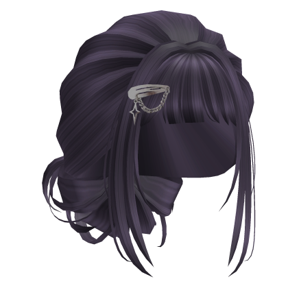 👾Purple Cute Messy Bun w Bangs & Y2K Clip👾 Roblox item