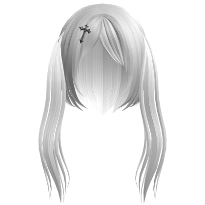 Gothic Emo white hair with braids and cross 