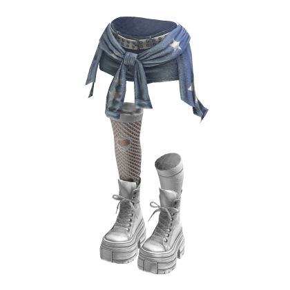 Grunge Rebel Shorts Y2K Cloth (Light Blue White)