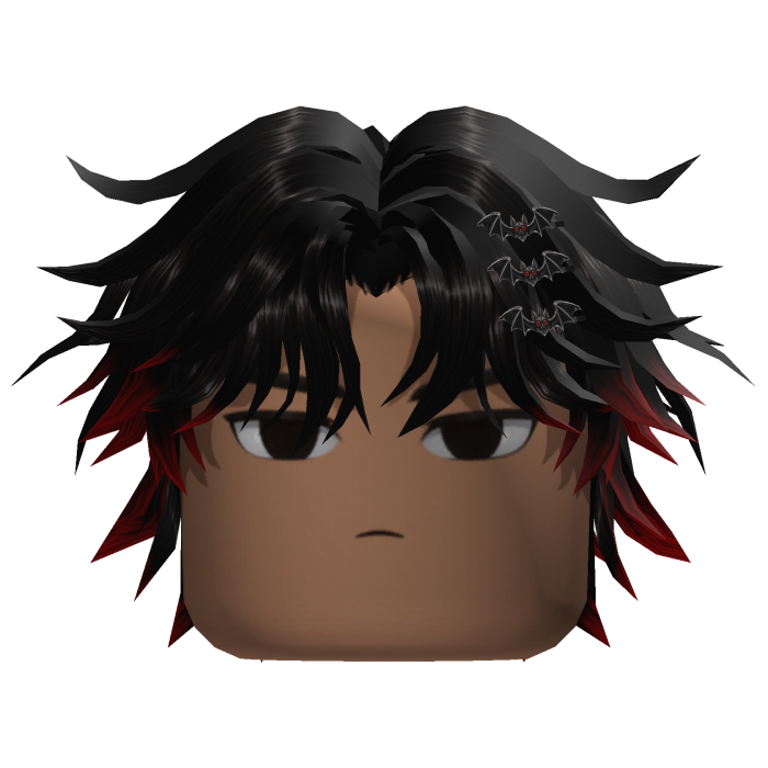 Messy Hair w/ Bat Clips (Black/Red)