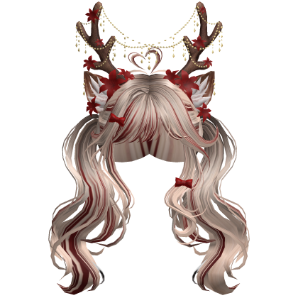 Ethereal Christmas Fairy Fawn Pigtails w/ Antlers