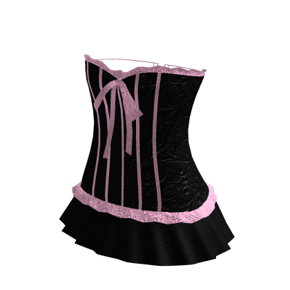 ♡ Black and Pink Vintage Embossed Satin Corset thumbnail