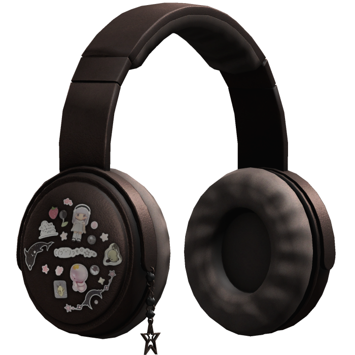 Cute Y2K Sticker Headphones (Brown)