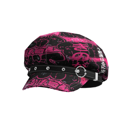 Goth Style Black and White Graffiti Hat