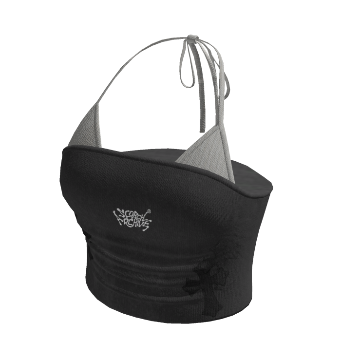 SCORCH Dark Grey Society Cross Halter Top Cute