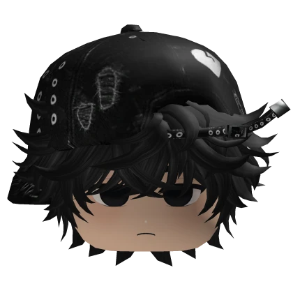 Black Messy Emo Hair w/ Y2K Cap & Cute Boy Face | Roblox Item - Rolimon's