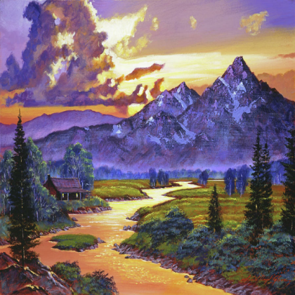 Riverside Cabin Oil Painting Roblox decal