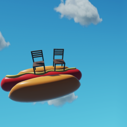 sit on a hot dog with a friend
