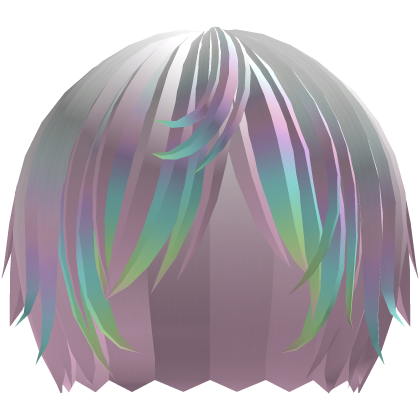 ‘’ (๑ — ‸ ҂)ゝcurly emo hair in pastel rainbow Roblox item