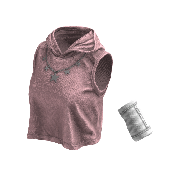 Sleeveless Stylish Hoodie (Pink White)
