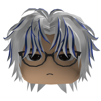 Layered Hair w/ Round Glasses (White/Blue)