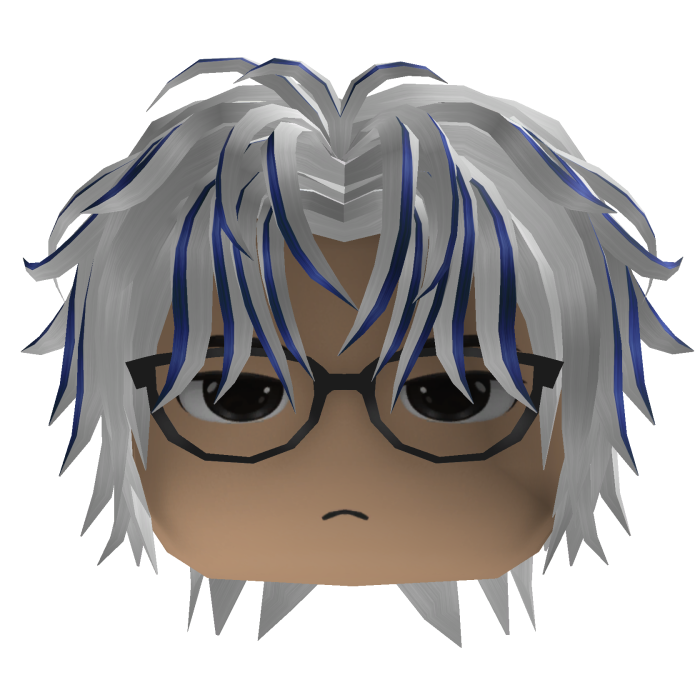 Layered Hair w/ Round Glasses (White/Blue)