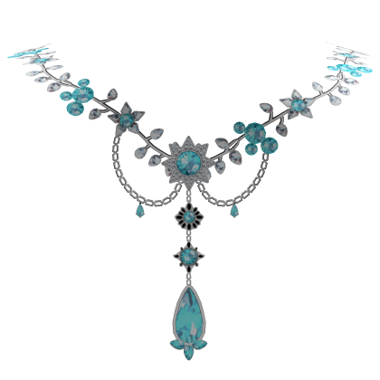 Ice Blue & Silver Royal Floral Gem Necklace Roblox item