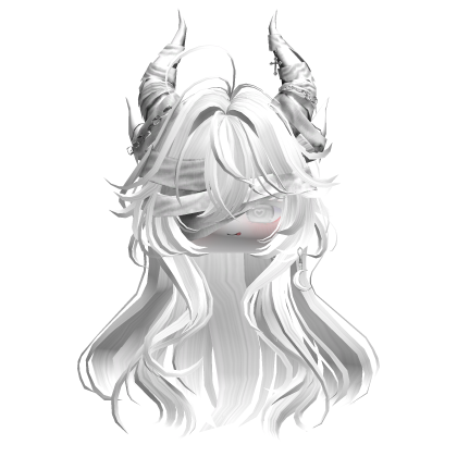 Horned Anime Demon Wolfcut (White&Blue)