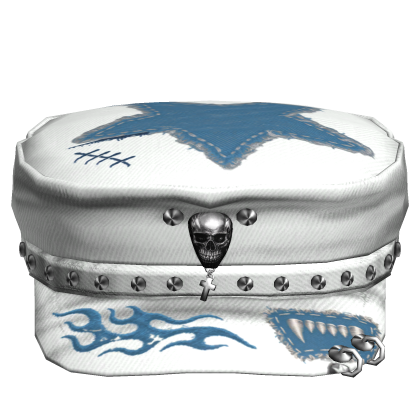 White&Blue Skull Punk Grunge Cap Roblox item