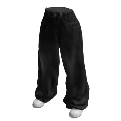 Baggy Jeans Pants Black & White Shoes