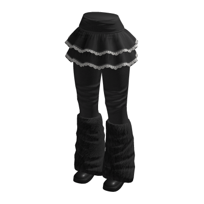 Tiered Skirt with Slouchy Boots (Black)