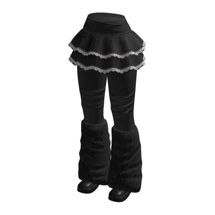 Tiered Skirt with Slouchy Boots (Black)