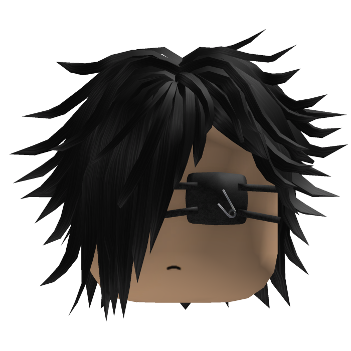 Messy Emo Hair w/ Eyepatch (Black)