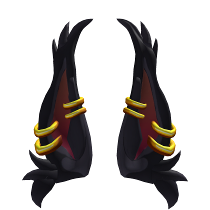 Tall Gold Pierced Black Furry Unicorn Ears