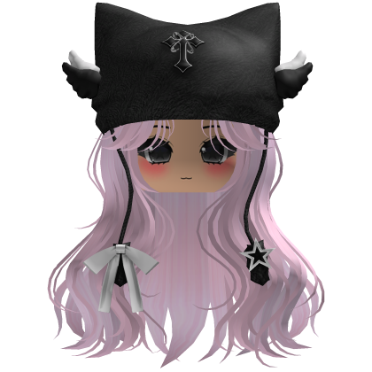 cute fluffy emo Y2K cat hair (Pink) Roblox item