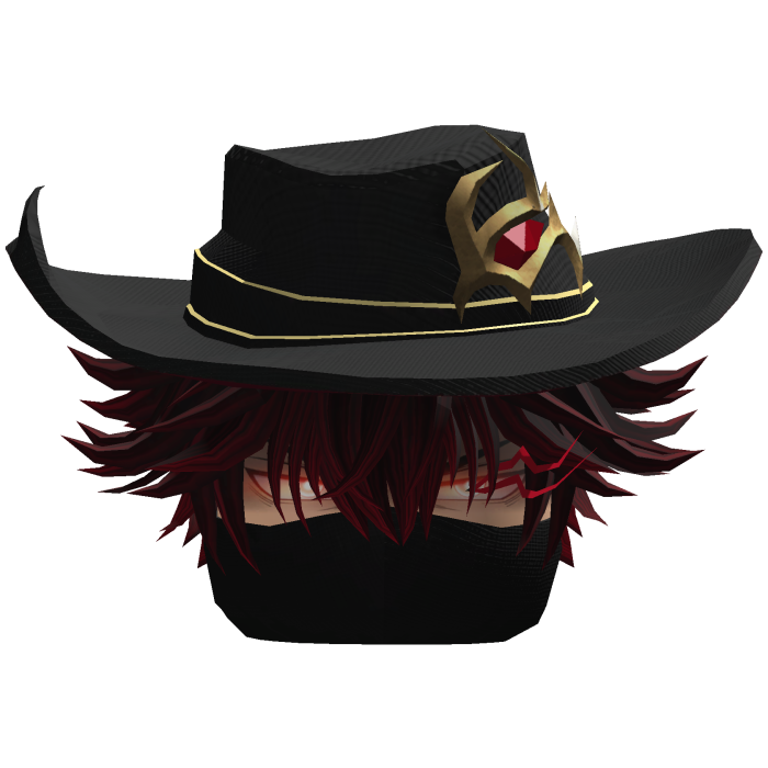 Fluffy Hair with Mask & Hat - Black Red