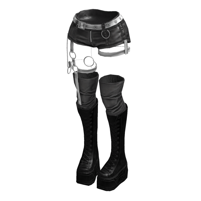 Gothic Emo Y2K Shorts boot straps (Grey White)