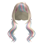 Long Curly Pigtails with Bow Blonde Pink Blue