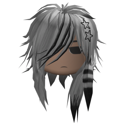 Messy Emo Hair w/ Star Clips (Gray/Black)