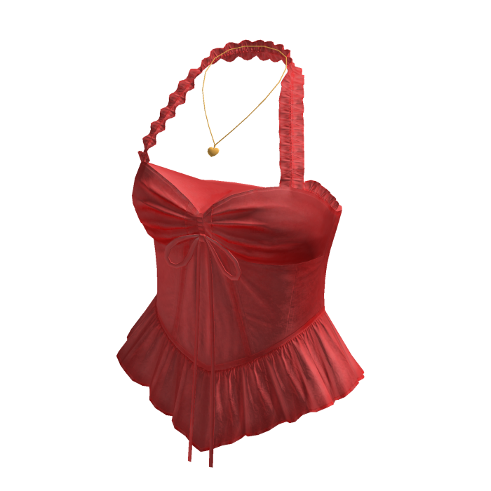 Ruffle Halter Corset Top (Red)