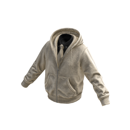 Cream Layered Hoodie w/ Shirt & Tie 