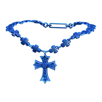 -',ৎ Jeweled Goth Y2K Cross Necklace in Blue