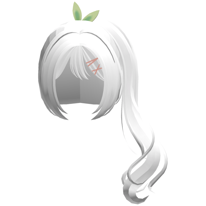 white silly leaf side swirly ponytail