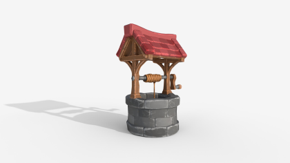 Stylized Wishing Well - Low Poly 3D Model preview 1