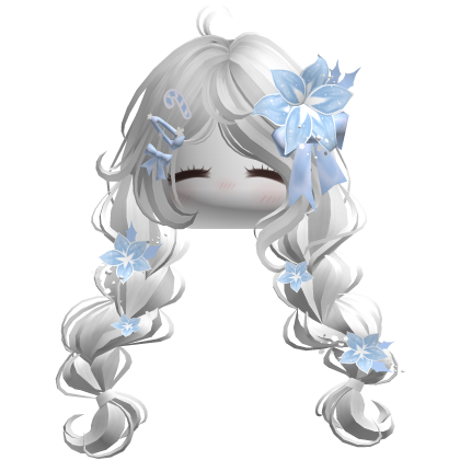 ♡ Christmas Preppy Flower Braids (White & Blue)