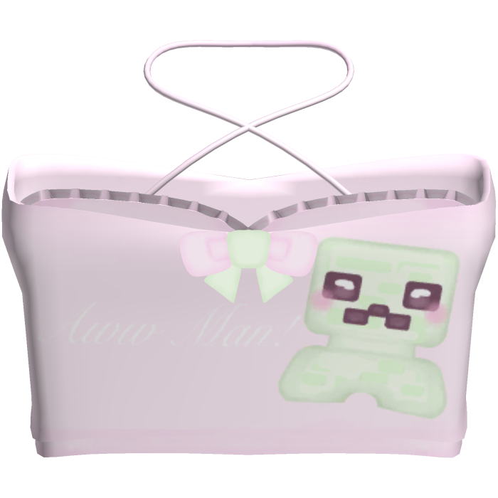 cute green boom pixel aww man top (pink)