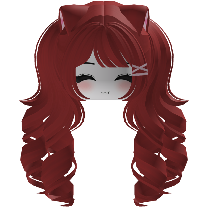Cute hair emo Y2K cat-ear braids (Red)