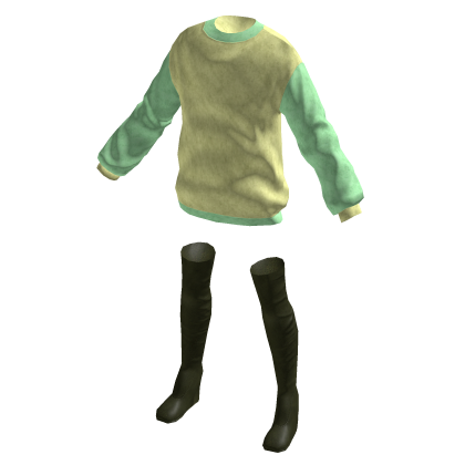 Oversized Jumper With Boots - Yellow Green thumbnail