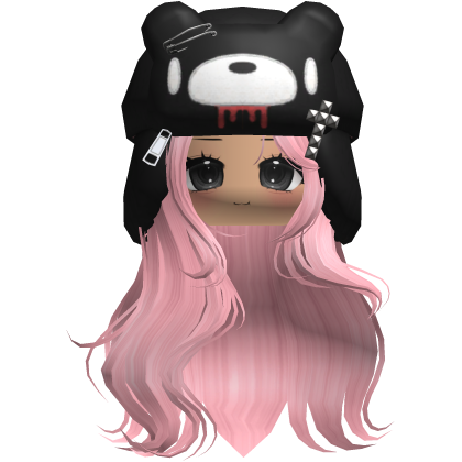 Fuzzy Bear Ushanka Flowy Long Hair (Pink)