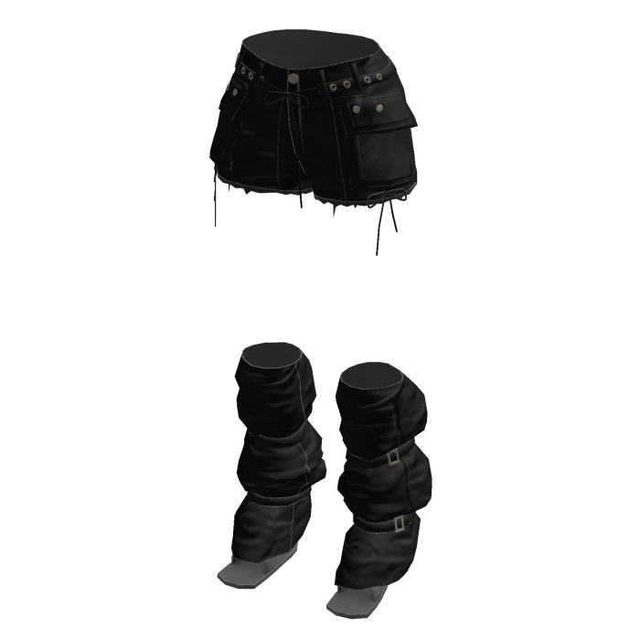 Y2K Cargo Shorts w/ Slouchy Leg Warmers (Black)