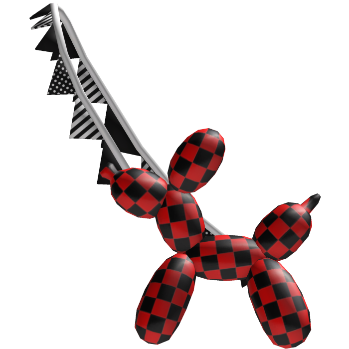 ☆ checkered red balloon dog & black pennant banner