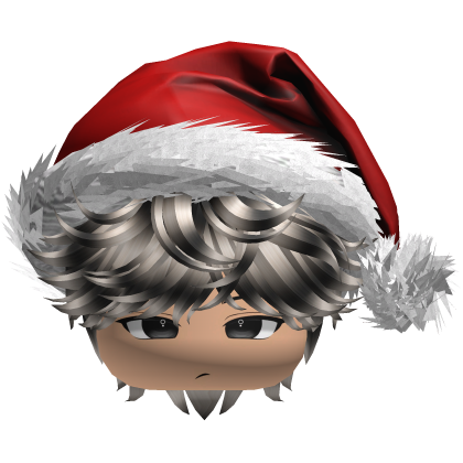 Messy Fluffy Black and blonde Hair a Santa Hat Y2k Roblox item