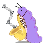 Caterpillar playing the saxophone