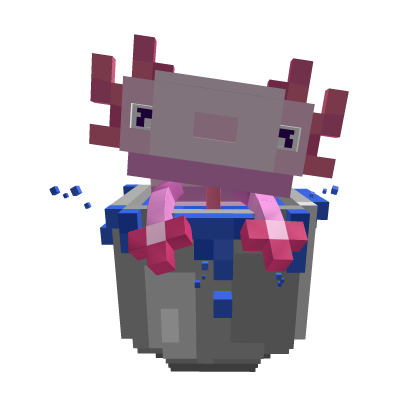 Pink Axolotl Backpack in 3D Pixel Cube
