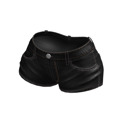 Low Waist Denim Shorts - Black