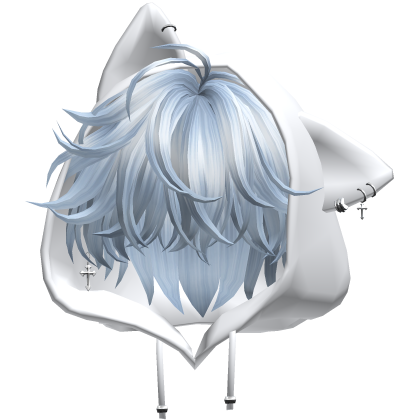 Sky Blue Messy Hair with Cat Hoodie