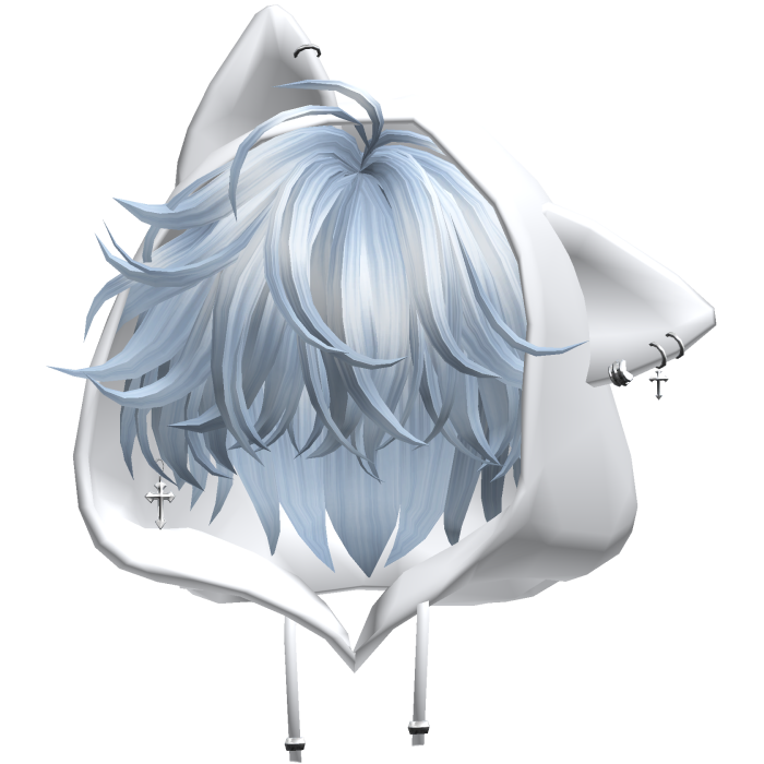 Sky Blue Messy Hair with Cat Hoodie
