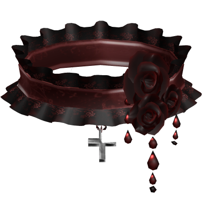 Dark Red Gothic Victorian Rose Choker