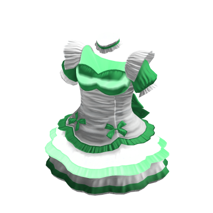Maid Dress | White & Jade Green thumbnail