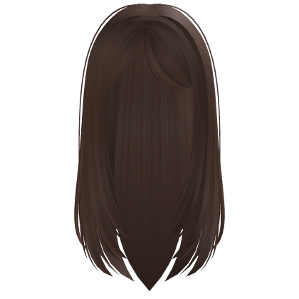 long sleek emo straight hair side bangs brown Roblox item